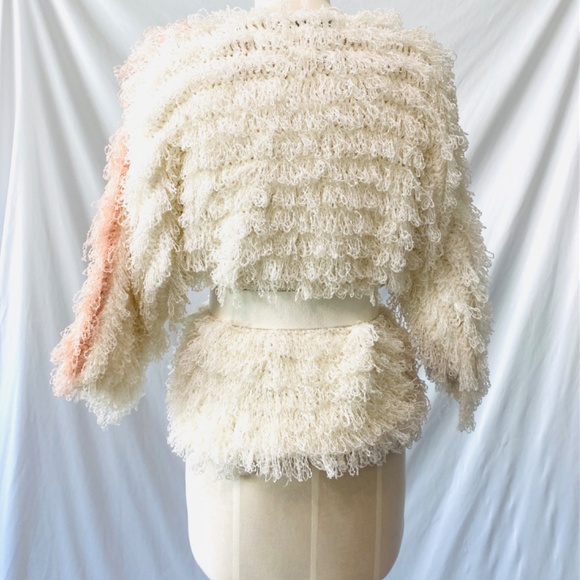 SIDEFFECTS  shaggy hand crocheted boho vibe sweater. - Picture 3 of 6